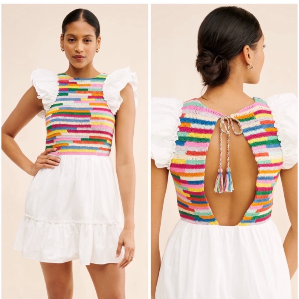 Saylor Leonara Rainbow Crochet Dress
